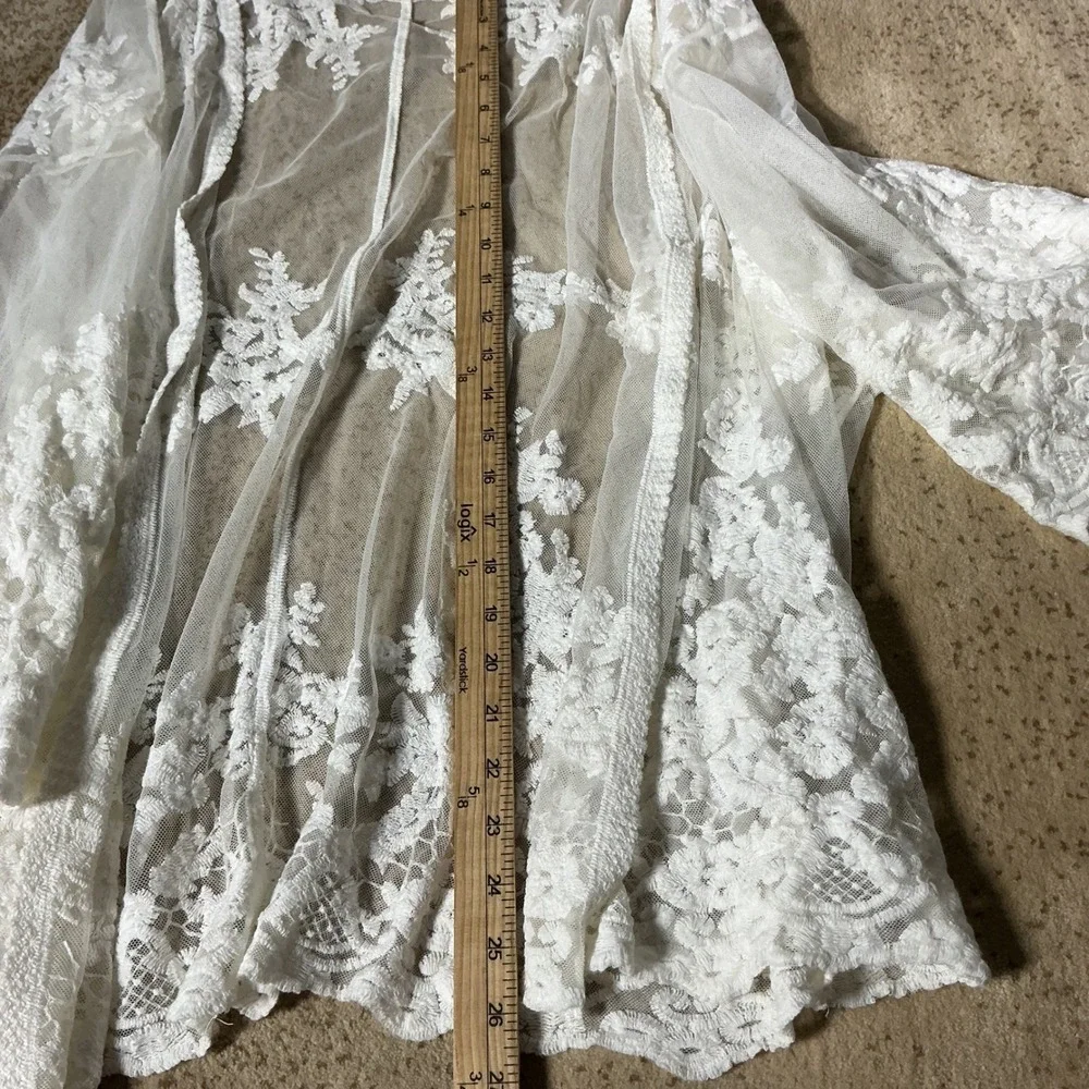 Entro Victorian Floral Embroidered Mesh Kimono Cardigan Sheer Lace XL J11635P‎